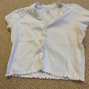 Brandy Melville white v neck ruffle top